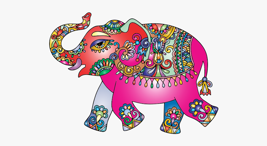 Prismatic Playful Elephant - Design For Elephant Colour, Transparent Clipart