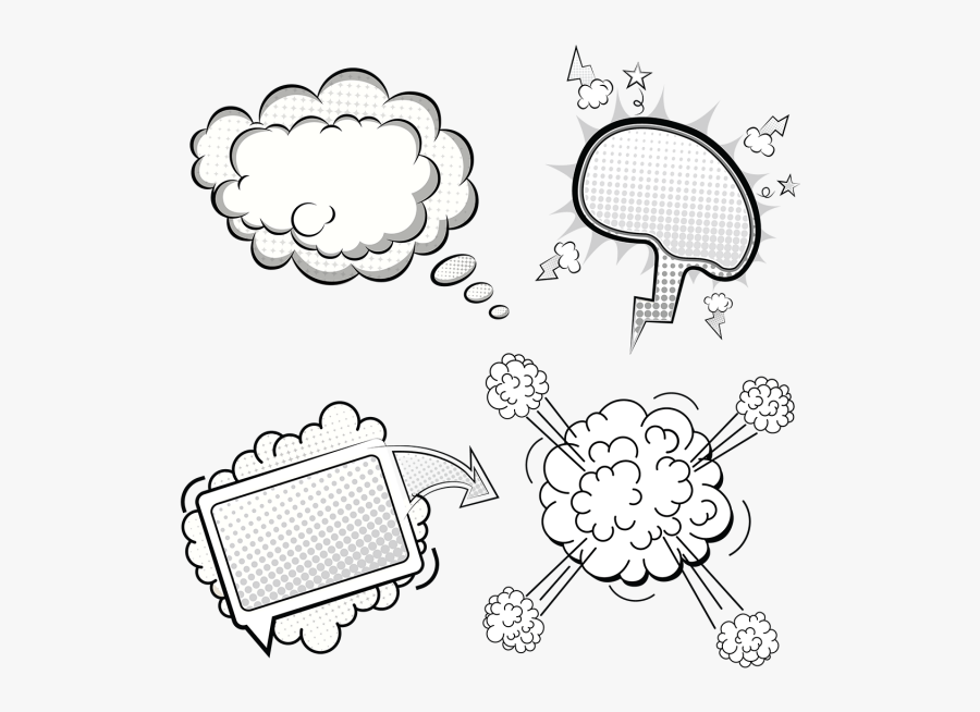 Blank Discurso Burbujas Con Puntos De Medio Tono - Illustration, Transparent Clipart