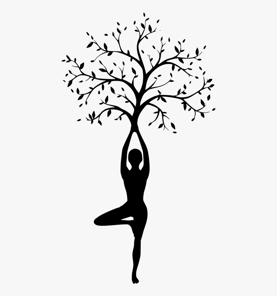 Silhouette Women Tree - Tree Drawing On Wall, Transparent Clipart