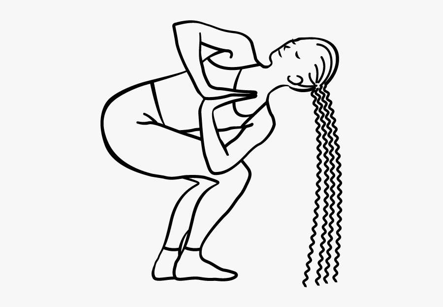 Prayer Twist Pose - Line Art, Transparent Clipart