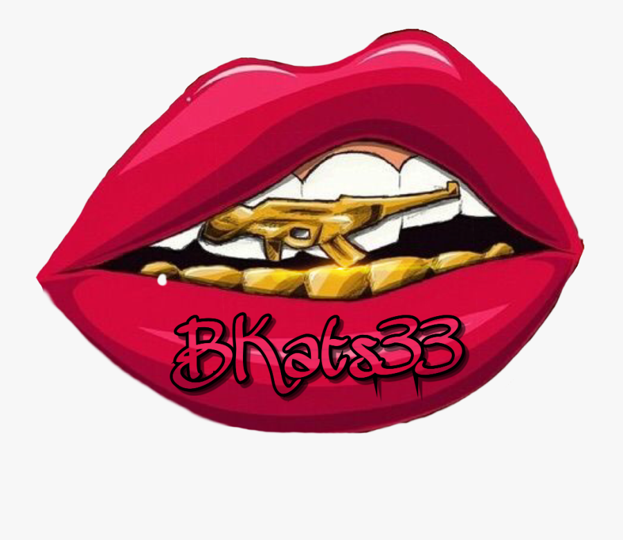 Art Badbitches Badgirl Lips Sexy Lipstick Red Hot Grill - Drawing Lips With Grills, Transparent Clipart