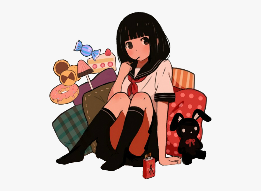 Transparent Anime Girl Sitting, Transparent Clipart