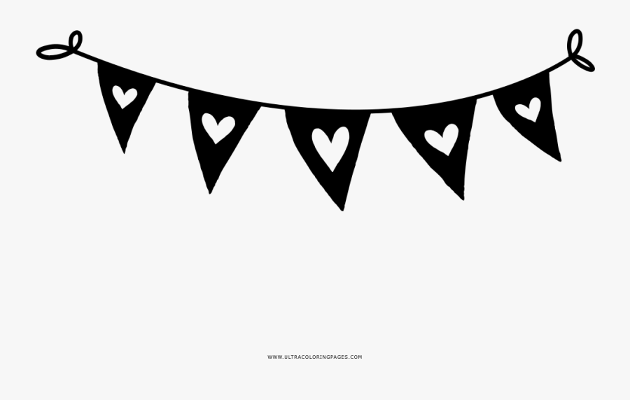 Bunting Coloring Page - Birthday, Transparent Clipart