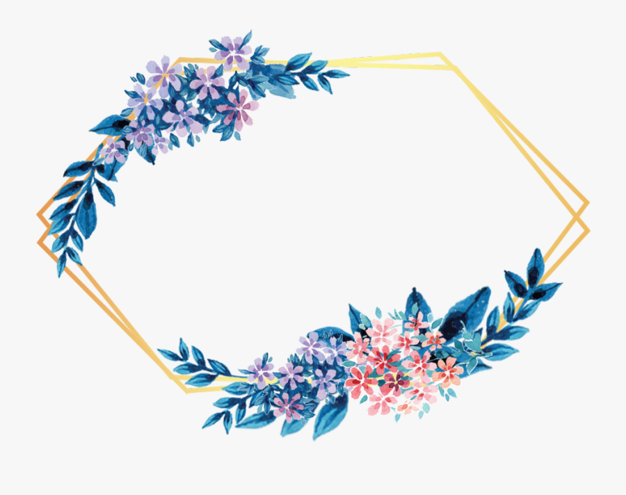 #flower #frame #gold #glitter #geometric #colorful - 金屬 幾何 框 素材, Transparent Clipart