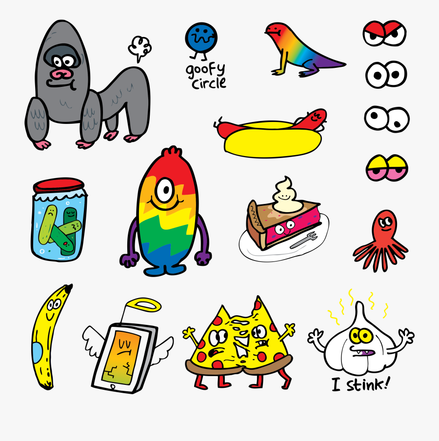 Goofy Doodles Sheet - Easy Jon Burgerman Art, Transparent Clipart