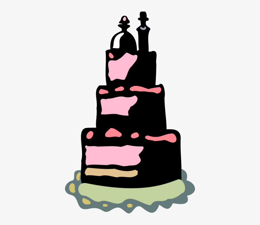 Vector Illustration Of Wedding Cake Served At Wedding - Bánh, Transparent Clipart