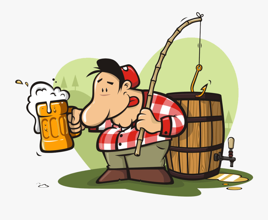 Beer Alcoholic Drink Carrying - Funny Fishing And Beer Cartoon, Transparent Clipart