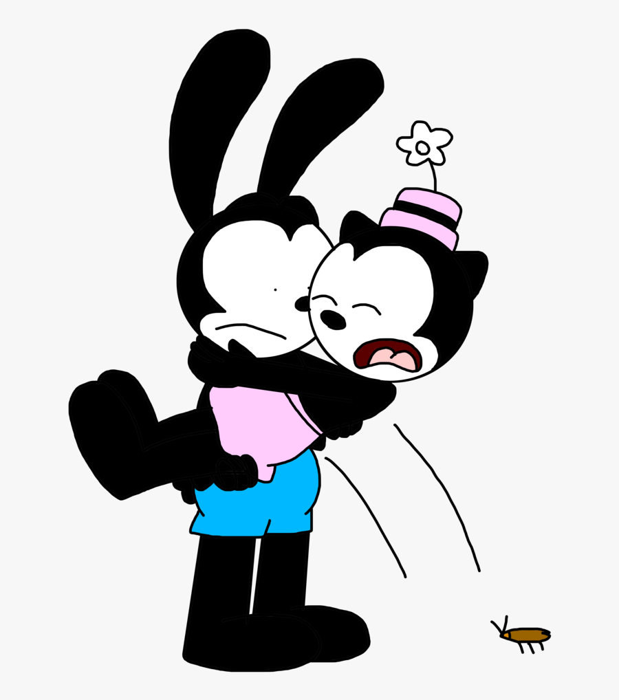 Oswald Carrying Ortensia Afraid Of A Cockroach By Marcospower1996 - Mickey Mouse And And Oswald The Lucky Rabbit, Transparent Clipart