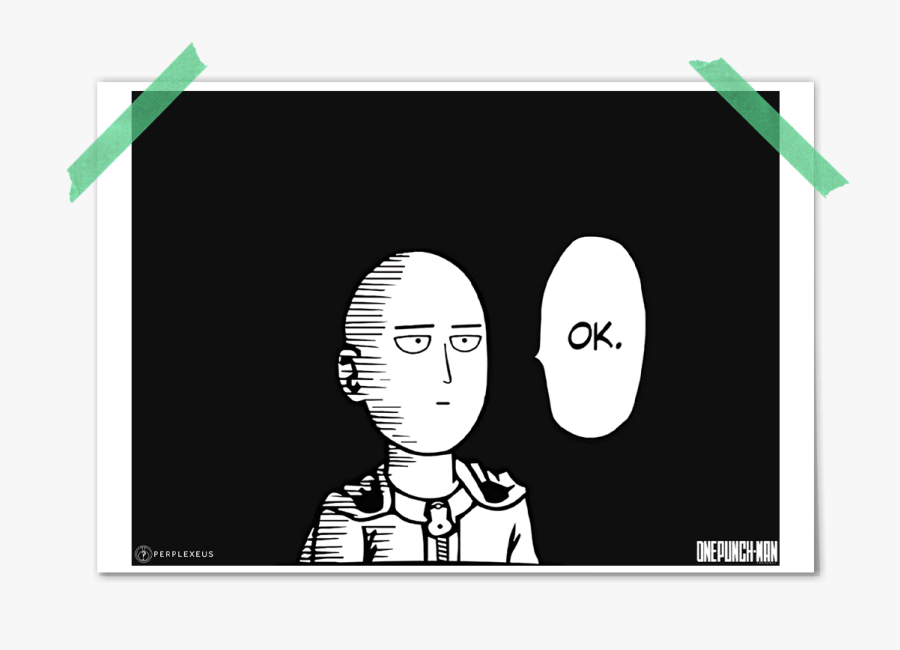 One Punch Man Saitama Simple Black White Manga Style - One Punch Man, Transparent Clipart