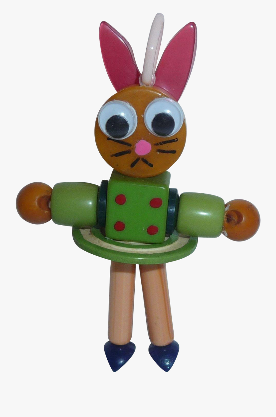 Bakelite Googly Eyed Crib Toy Bunny Rabbit Button Doll - Baby Toys, Transparent Clipart