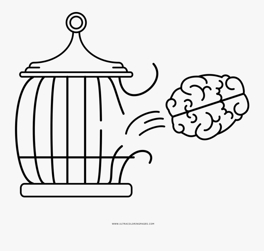 Free Brain Coloring Page Bird Cage Color Page , Free Transparent