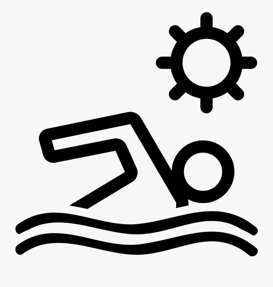 Transparent Swimmer Clipart Black And White - Beach Icon Transparent Background, Transparent Clipart