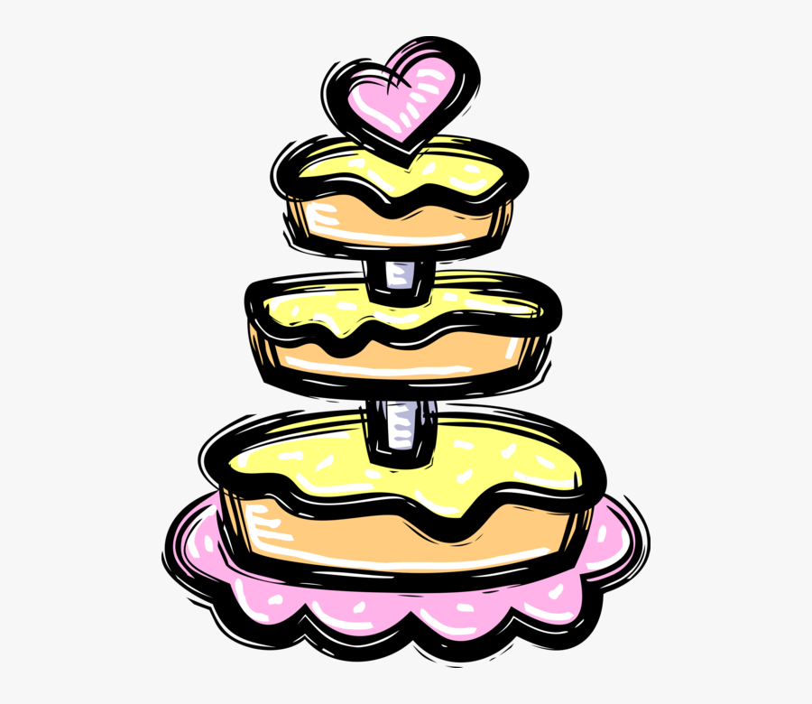Vector Illustration Of Three-tiered Wedding Cake Traditional - Cake, Transparent Clipart