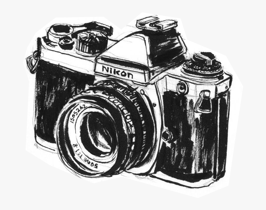 Black And White Camera Drawing, Transparent Clipart
