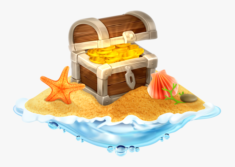 Treasure Island Buried Treasure Illustration - Treasure Box On Island, Transparent Clipart
