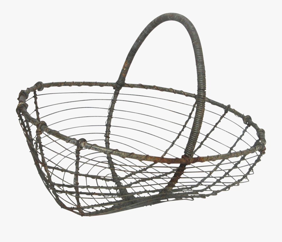 Small French Vintage Wire Gathering Garden Basket / - Storage Basket, Transparent Clipart