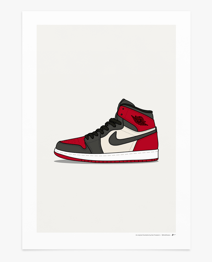 Jordan Bred Toe Kickposters - Jordan 1 Off White Poster, Transparent Clipart