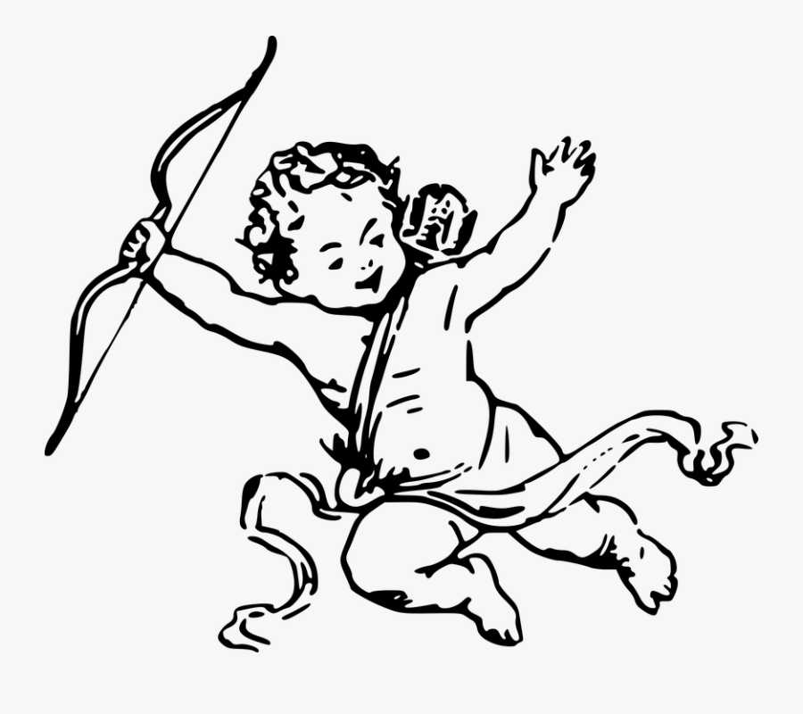 Angel, Angelic, Cherub, Child, People, Winged - Cherub Black And White, Transparent Clipart