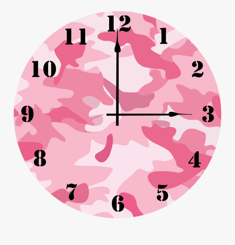 Pink,camo,clock,clipart - 時計 記入 スタンプ, Transparent Clipart