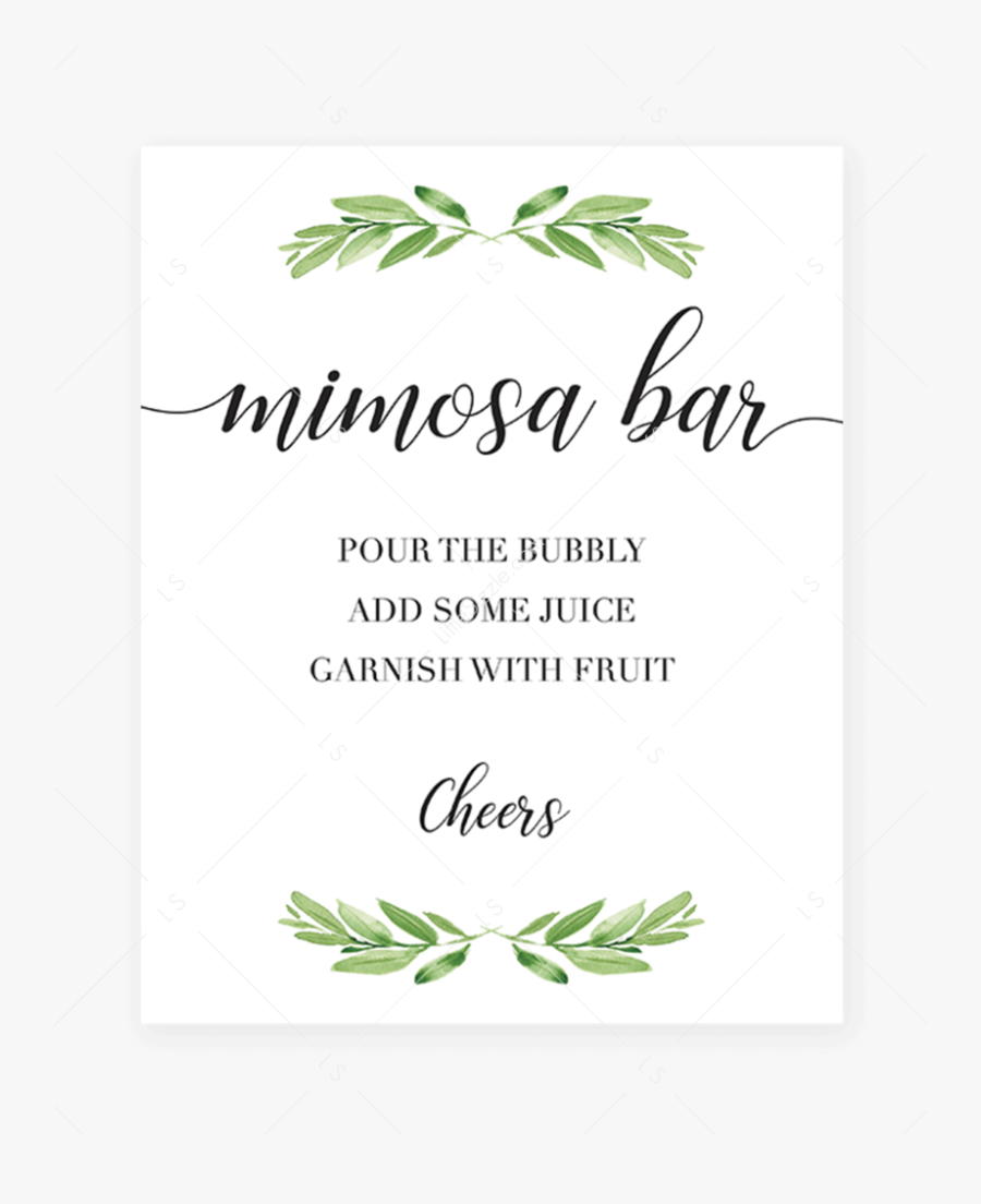 Mimosa Bar Printable Signs , Transparent Cartoons - Mom Osa Bar Free Printable, Transparent Clipart