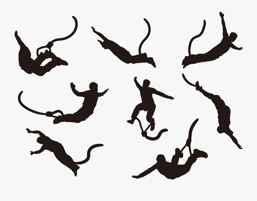 Person Bungee Jumping Silhouette, Transparent Clipart