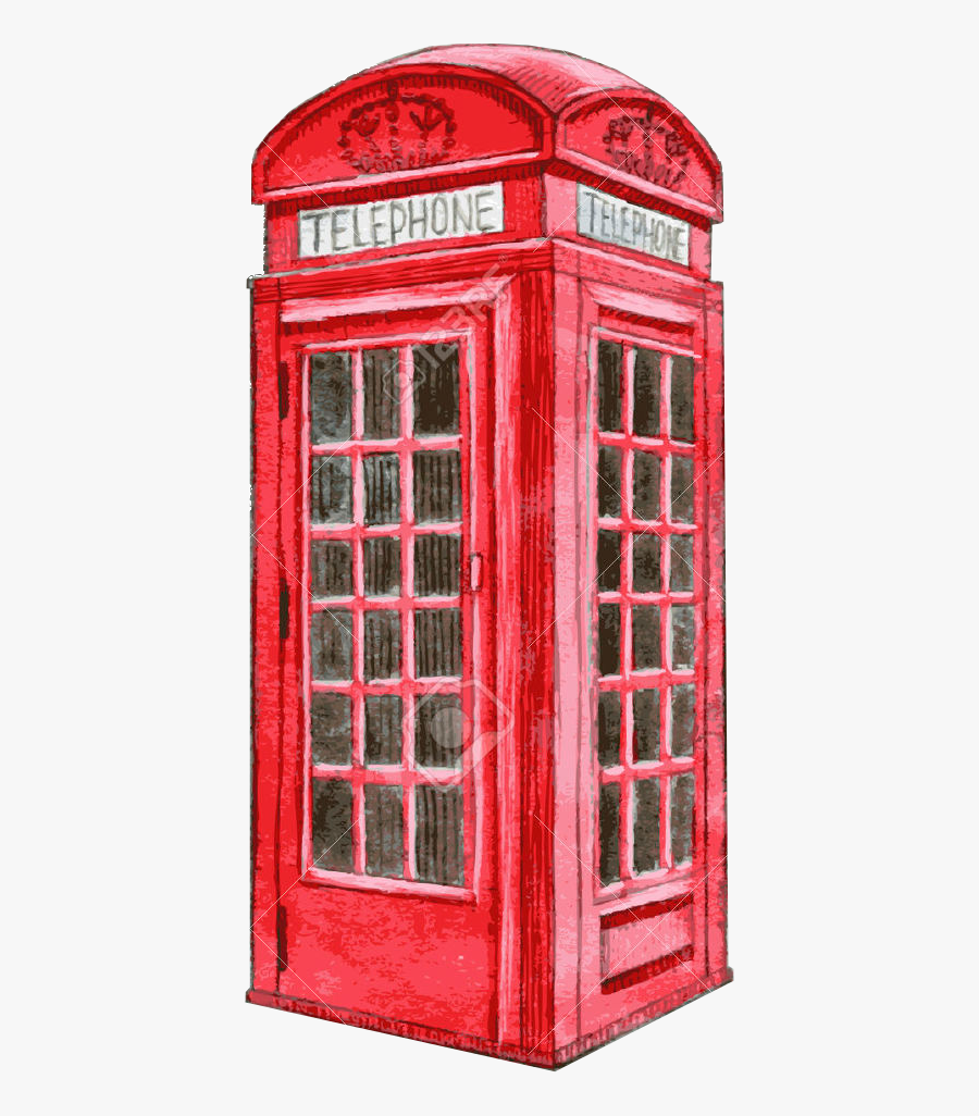 London Clipart Red Telephone Box - London Phone Booth Drawing, Transparent Clipart