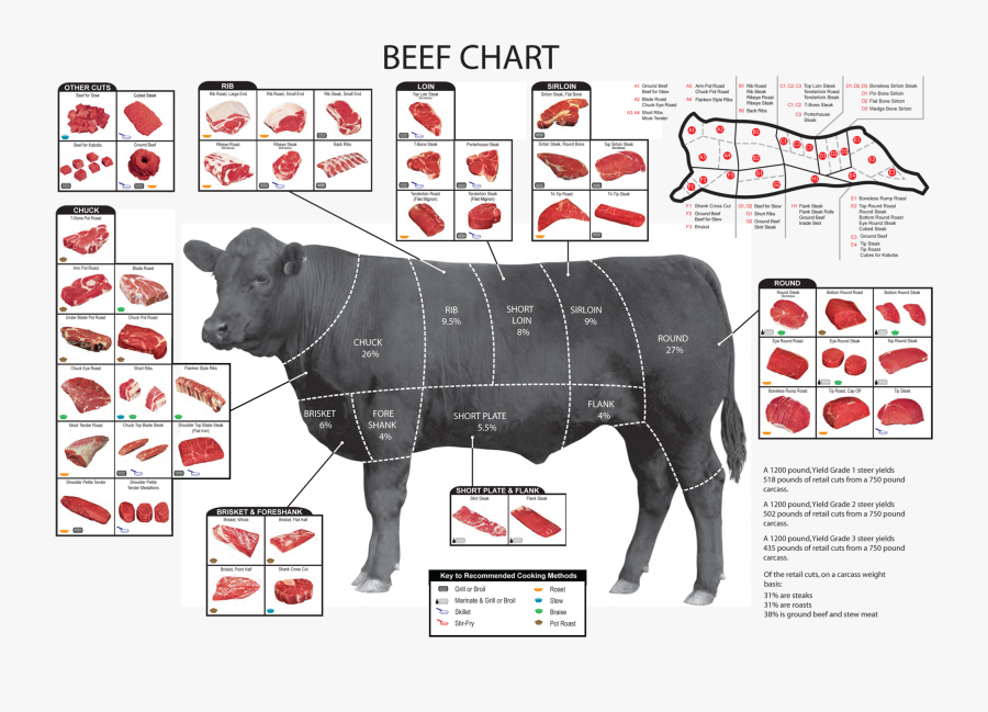 Angus Beef Chart, Transparent Clipart