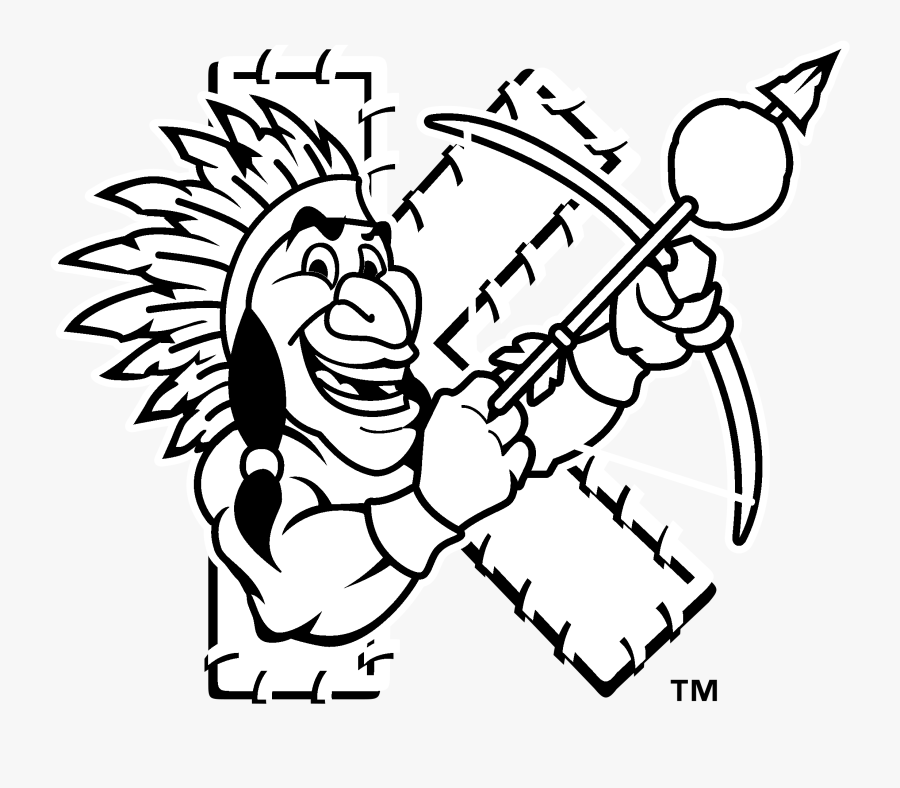 Kinston Indians Logo Black And White - Cartoon, Transparent Clipart