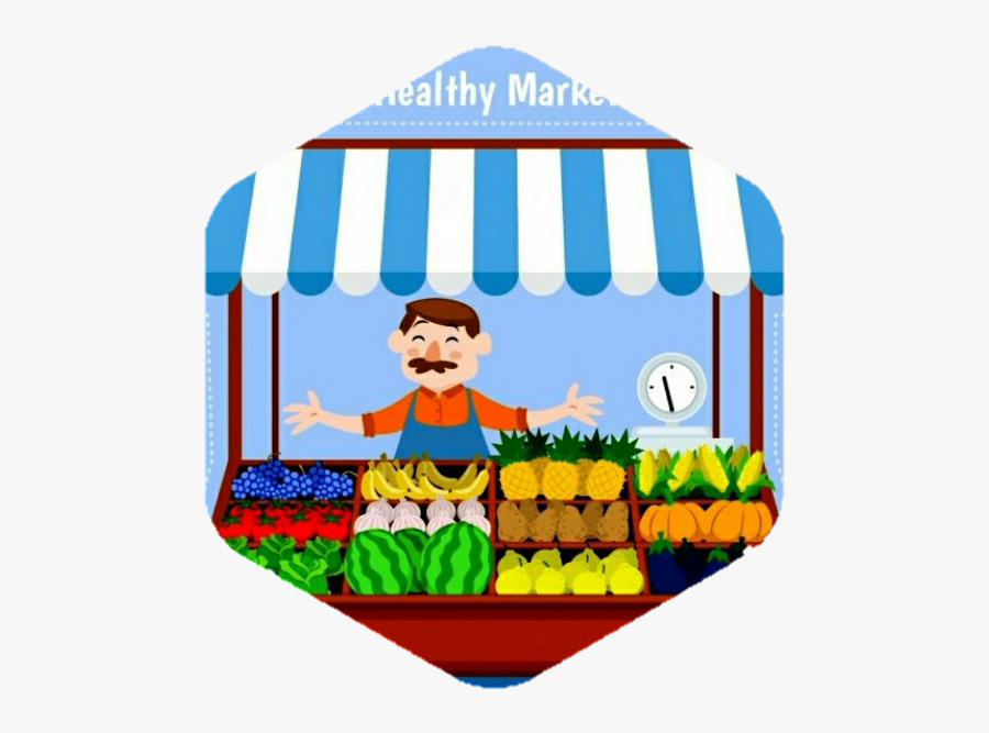 Fruits And Vegetables Stall Cartoon, Transparent Clipart