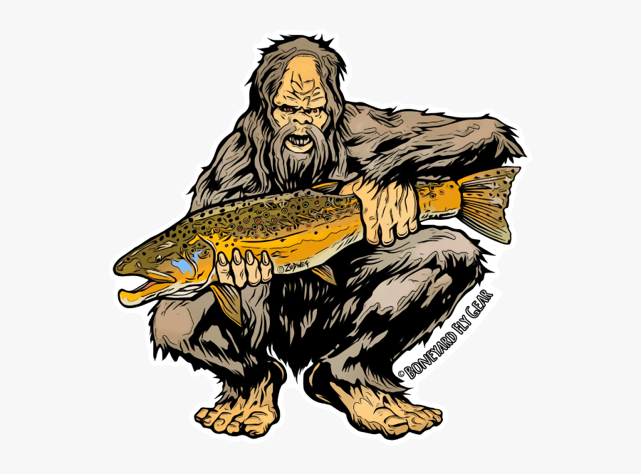 Sasquatch Brown Trout"
 Height="600"
 Width="615 - Sasquatch Fly Fishing Sticker, Transparent Clipart