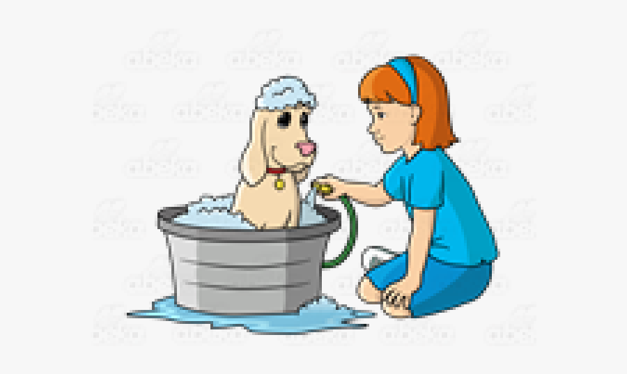 Dog Clipart Tub - Washing The Pet Clipart, Transparent Clipart
