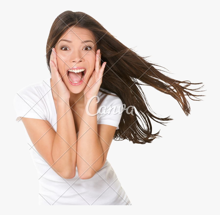 Surprised Excited Happy Screaming Woman Isolated - Happy Screaming Woman, Transparent Clipart