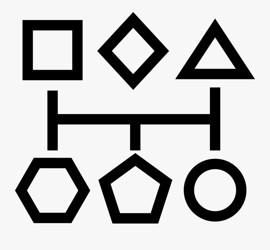 Geometrical Basic Shapes Outlines In A Graphic Connected - Scheme Icons, Transparent Clipart