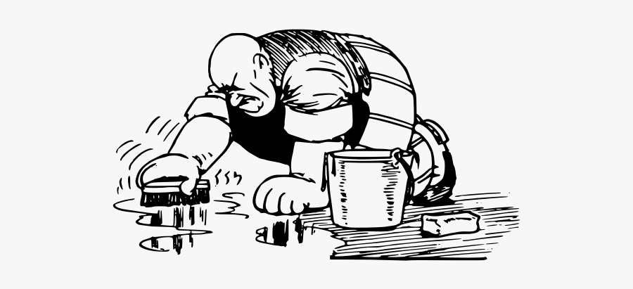 Floor Cleaning Man - Illustration, Transparent Clipart