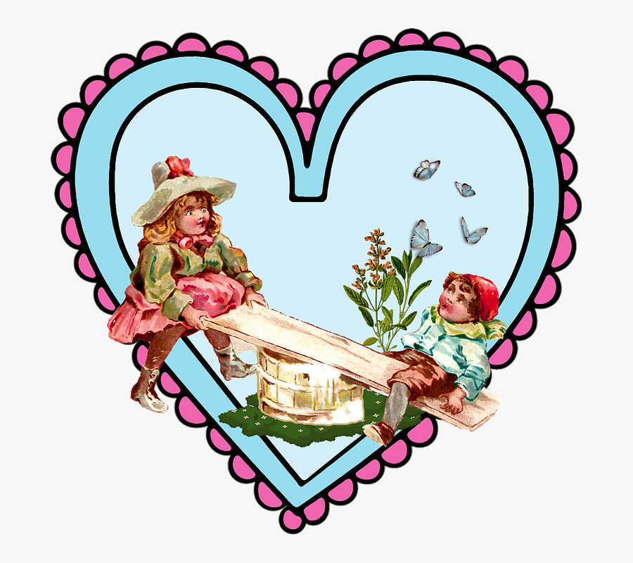 Vintage, Heart, Love, Casal, Children, Playing, Old, Transparent Clipart