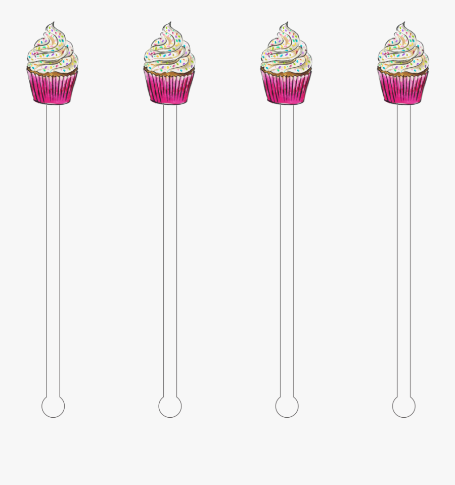 New Sprinkle Cupcake Acrylic Stir Sticks - Cupcake, Transparent Clipart