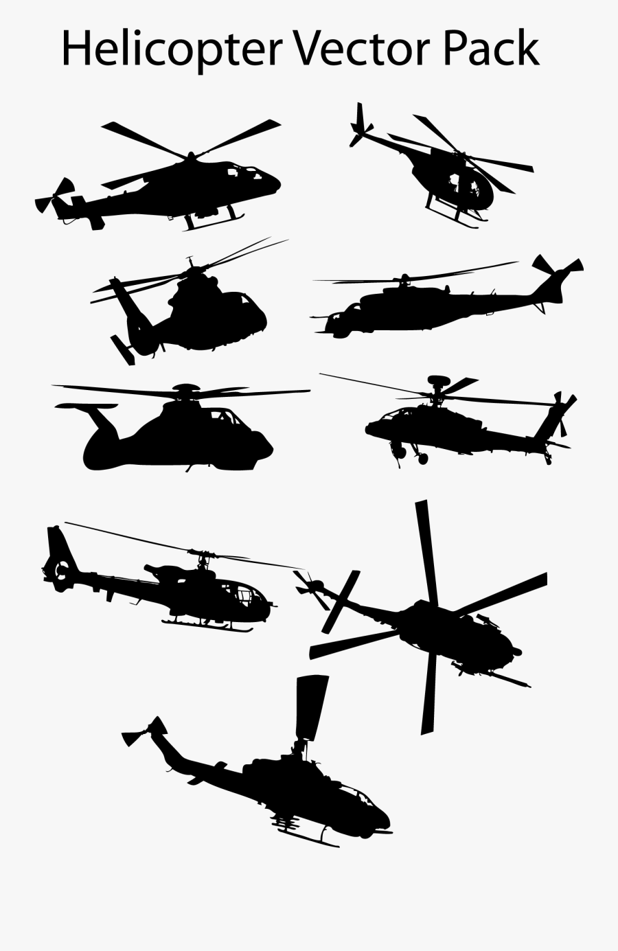 Helicopter Vector Silhouette Free, Transparent Clipart