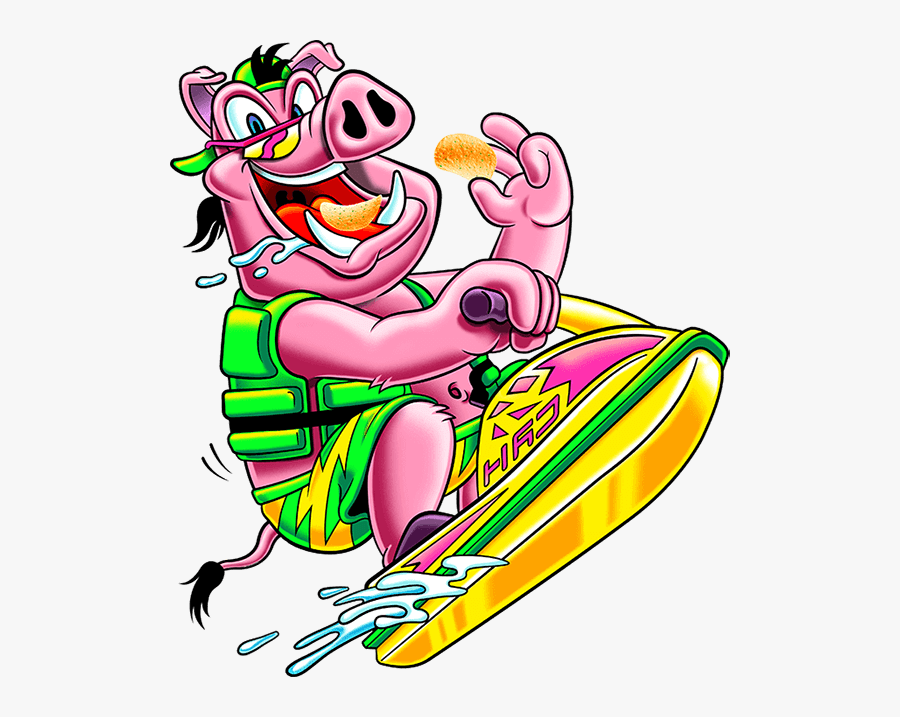 Hog On A Jetski - Cartoon, Transparent Clipart