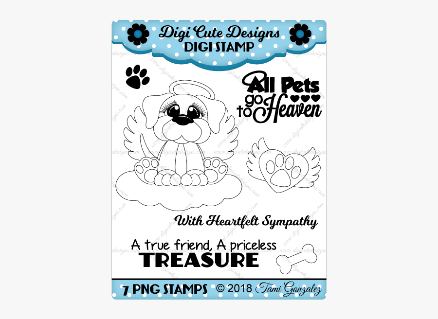 Angel Dog Digi Stamp-dog, Puppy, Cloud, Halo, Heart, - Design, Transparent Clipart