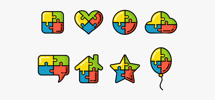 Colorful Puzzle Symbol Of Autism - Simbolo Autismo, Transparent Clipart