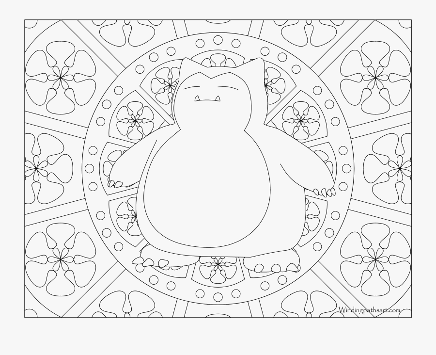 Snorlax Pokemon Coloring For Adult - Pokemon Coloring Pages For Adults, Transparent Clipart