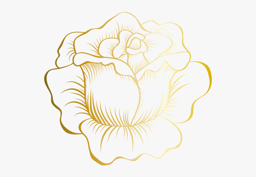 Golden Png Clip Art - Clip Art Rose Gold Flower, Transparent Clipart