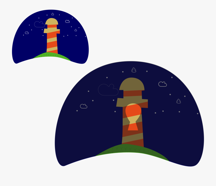 Light House At Night Vector Art Design Illustration, Transparent Clipart