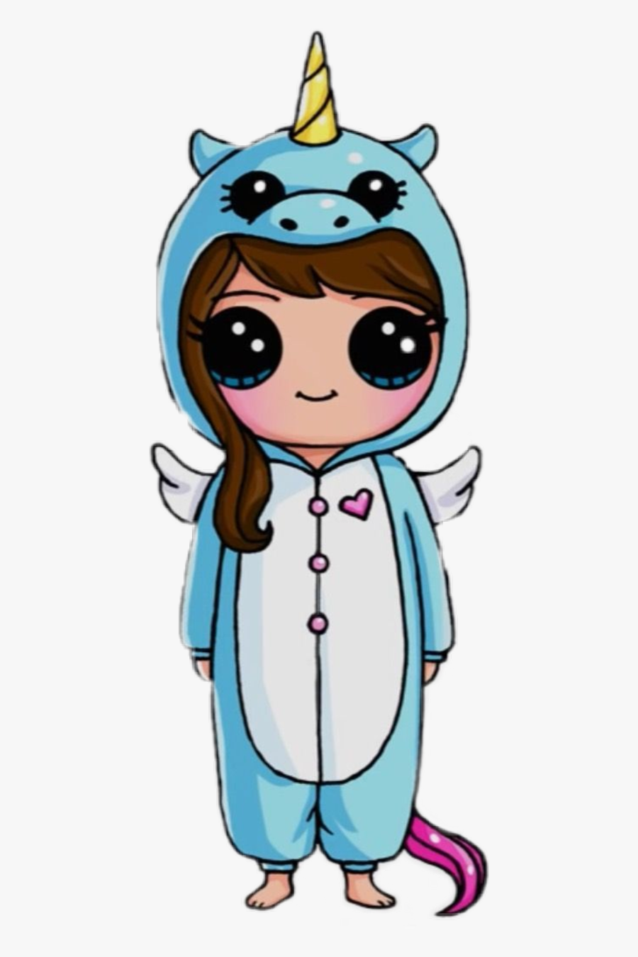 Pijamas Unicorn Freetoedit Scfavpj Favpj - Draw So Cute Unicorn Girl, Transparent Clipart