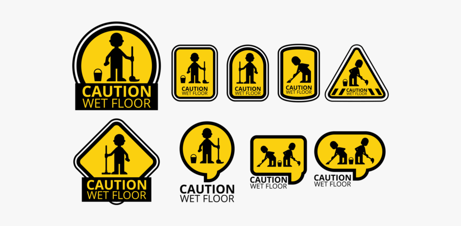 Wet Floor Icons Vector - Health & Safety Floor Sign Clipart, Transparent Clipart