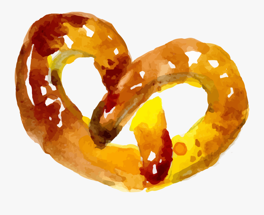 Transparent Pretzel Clipart Free - Bread Watercolor Painting, Transparent Clipart