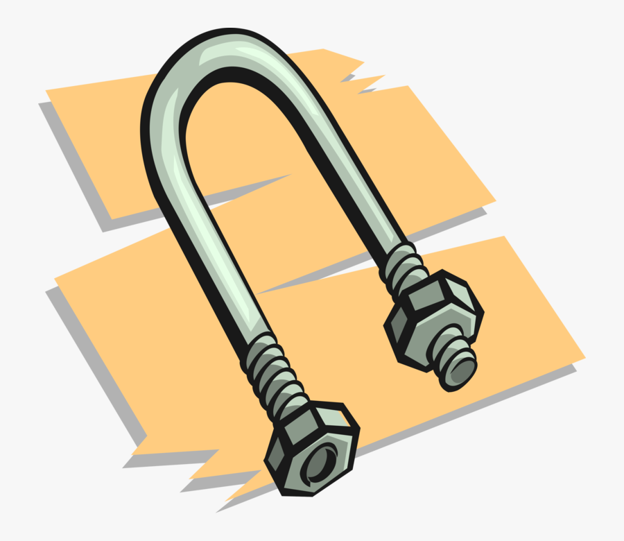 Vector Illustration Of U-bolt With Screw Threads On - Flashlight Clipart, Transparent Clipart