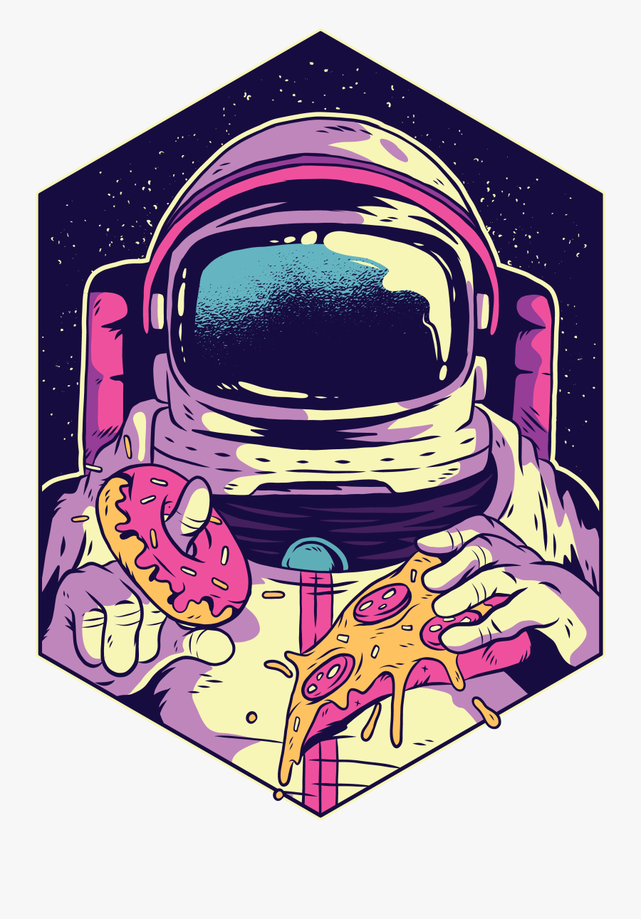 Astronaut Eating Pizza, Transparent Clipart
