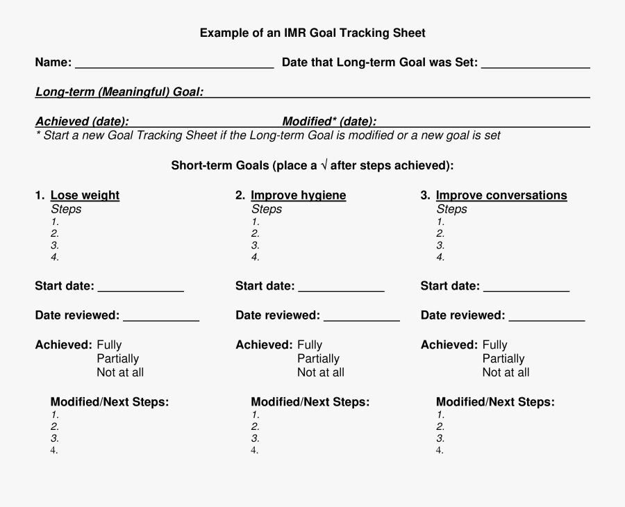 Clip Art Goal Tracking Template Iep Goals Examples Hygiene , Free