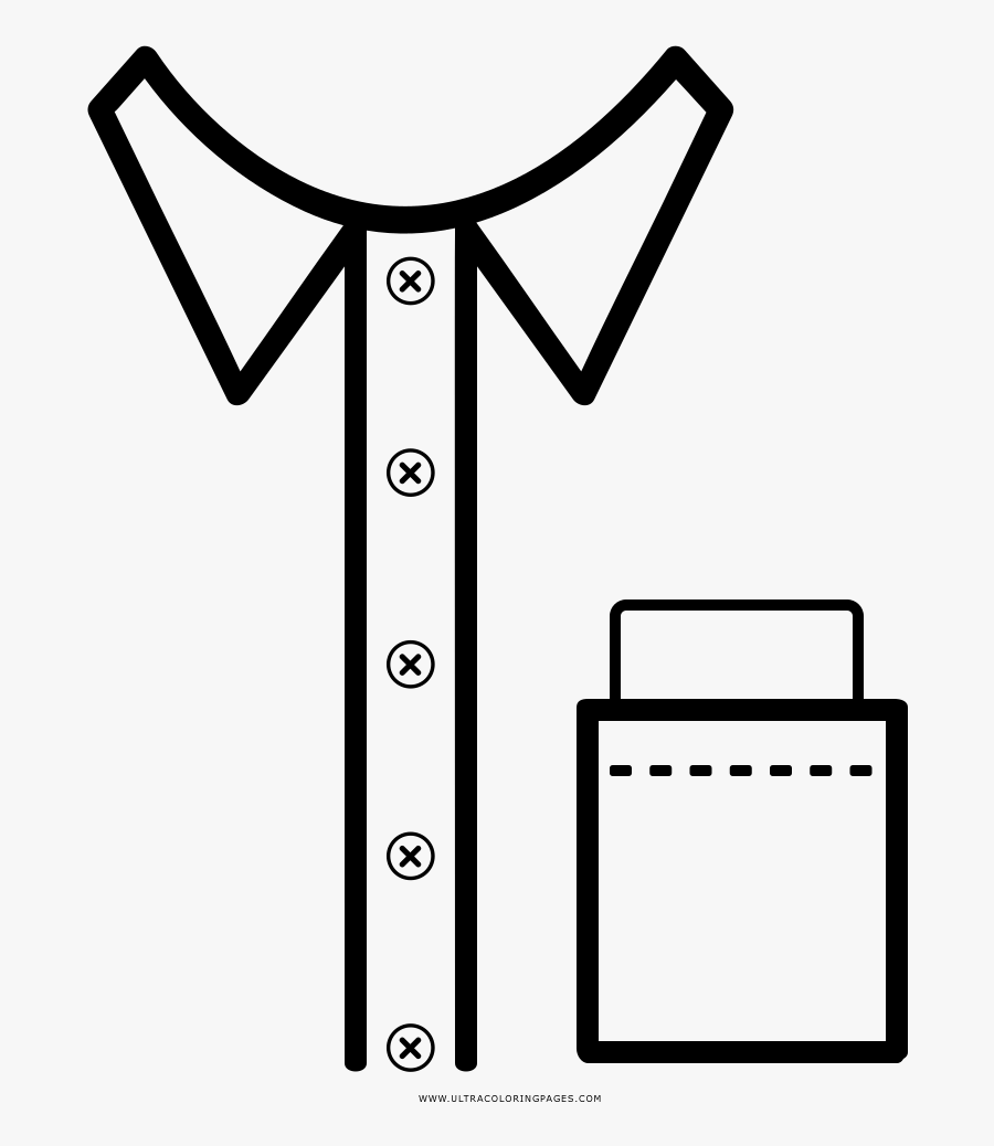 Button Up Shirt Coloring Page - Camisa Com Botoes Desenho, Transparent Clipart